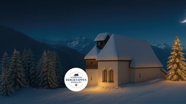 Silbertaler Bergknappen Weihnacht - Bergknappenkapelle St. Agatha in weihnachtlicher Stimmung mit Christbaum | © KI-genriert|Montafoner Kristbergbahn Silbertal GmbH, Sabrina Fleisch von Carpemedia